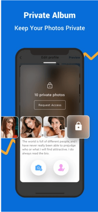 Positive Singles app promotional screen showing the Private Album feature